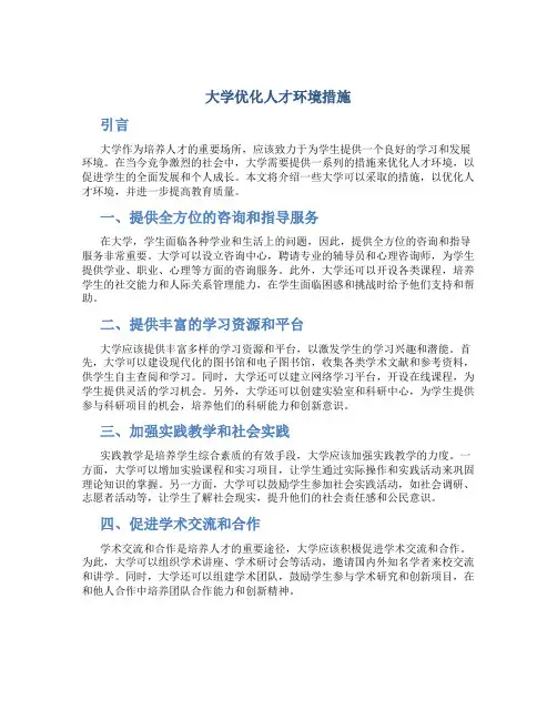 大学优化人才环境措施