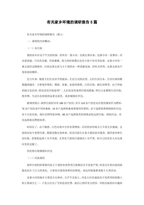 有关家乡环境的调研报告5篇