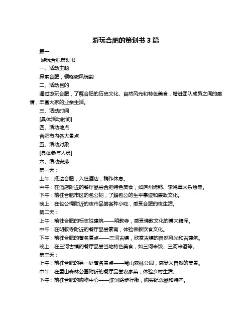 游玩合肥的策划书3篇