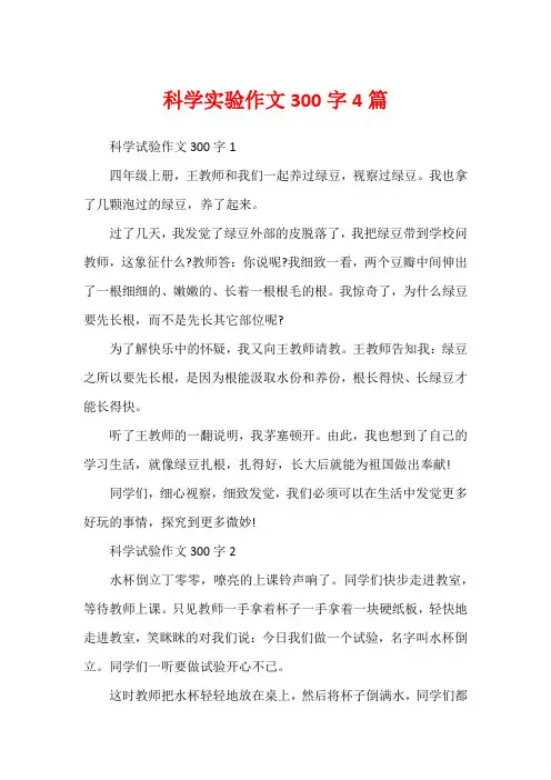 科学实验作文300字4篇