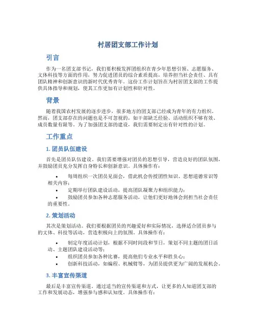 村居团支部工作计划