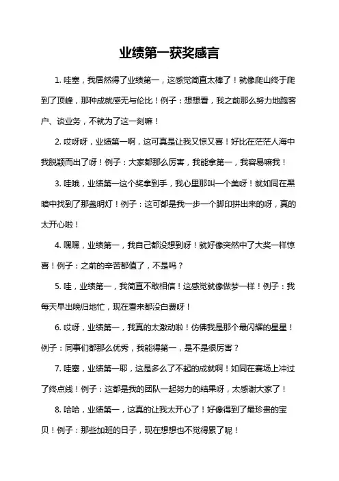 业绩第一获奖感言