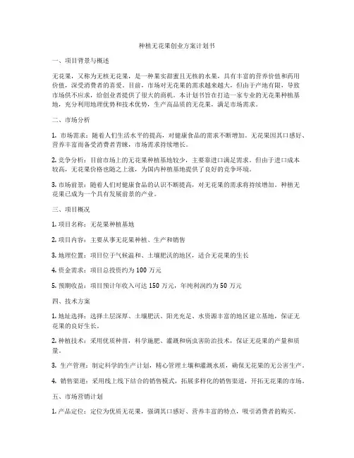 种植无花果创业方案计划书