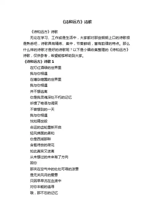 《诗和远方》诗歌