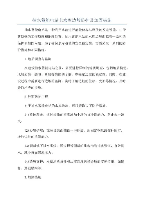 抽水蓄能电站上水库边坡防护及加固措施