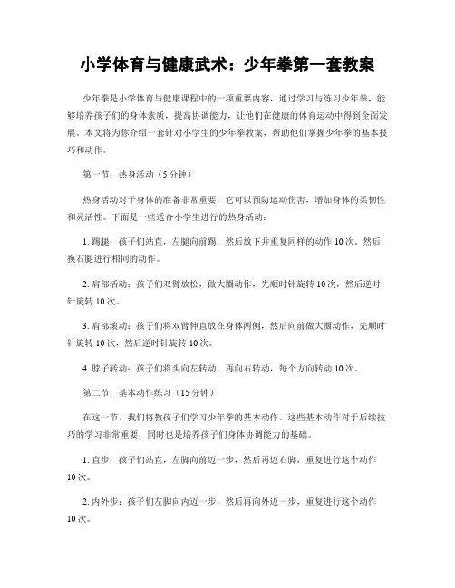 小学体育与健康武术：少年拳第一套教案