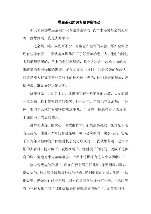 煤焦基础知识专题讲座活动