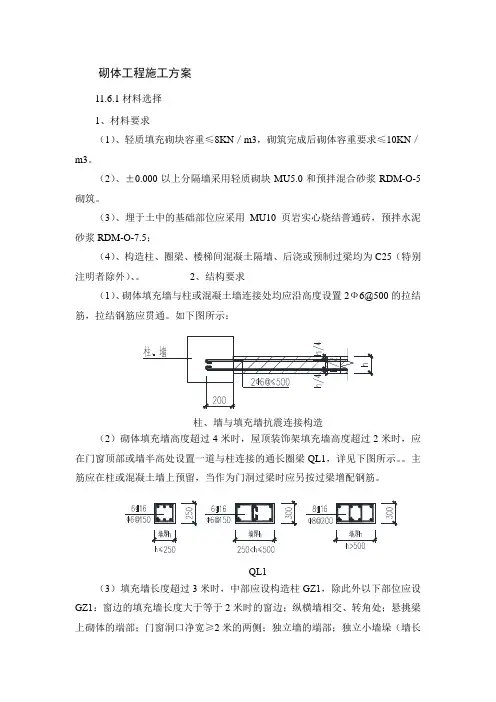 砌体工程施工方案