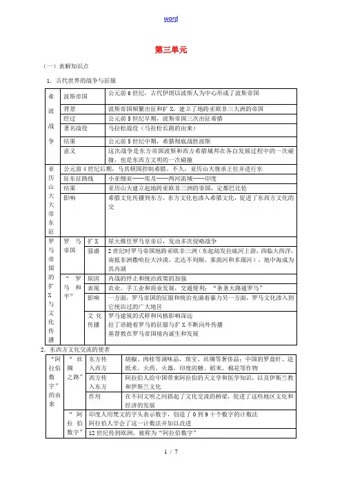 九年级历史上册 第3单元 古代文明的传播与发展复习导学案 新人教版-新人教版初中九年级上册历史学案
