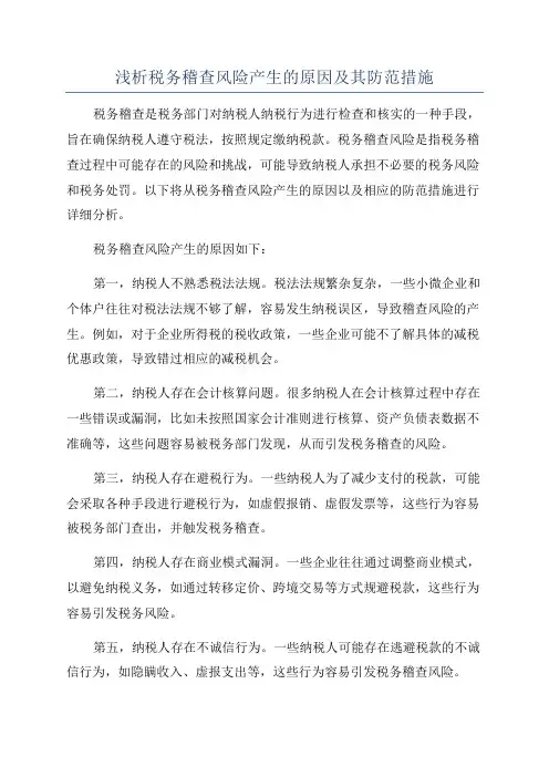 浅析税务稽查风险产生的原因及其防范措施