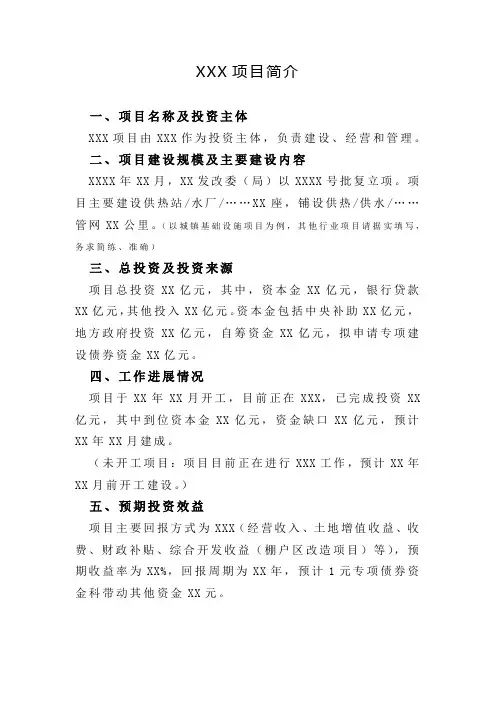 XXX项目简介