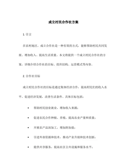 成立村民合作社方案