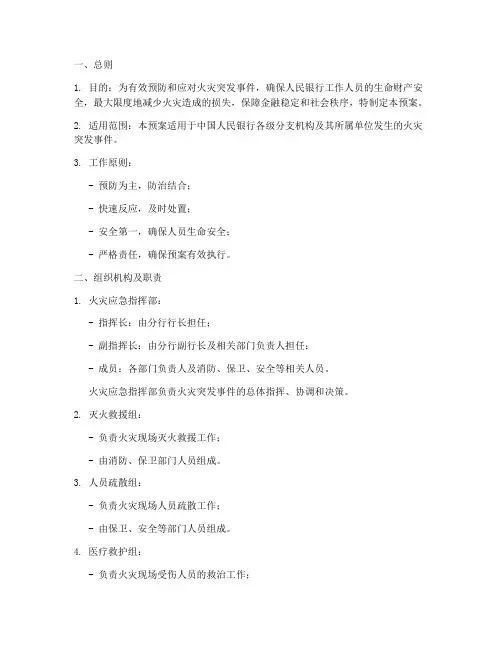人民银行火灾应急预案