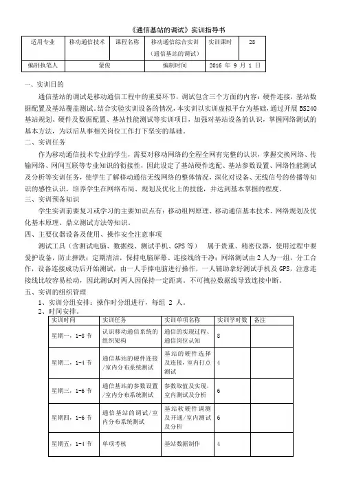 移动《基站调试实训》实训指导书.doc