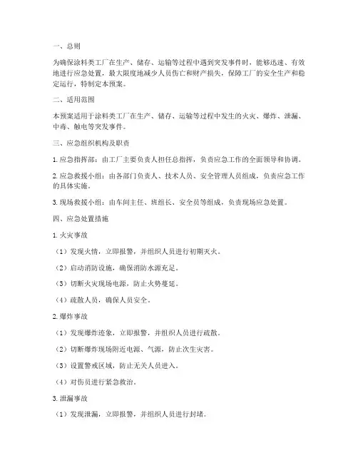 涂料类工厂应急预案