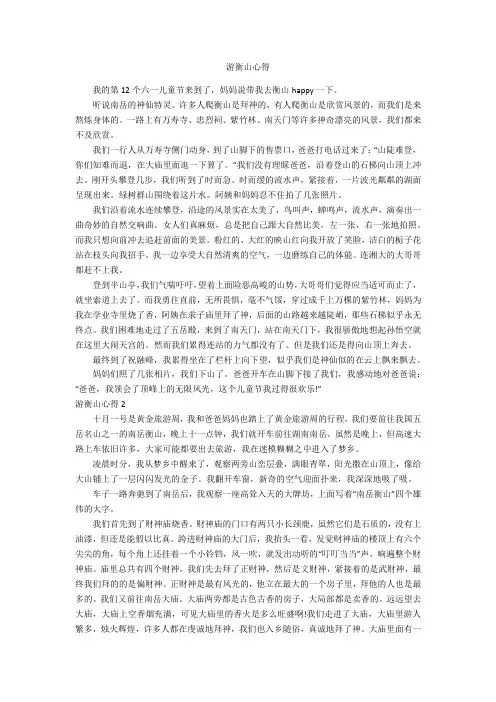 游衡山心得