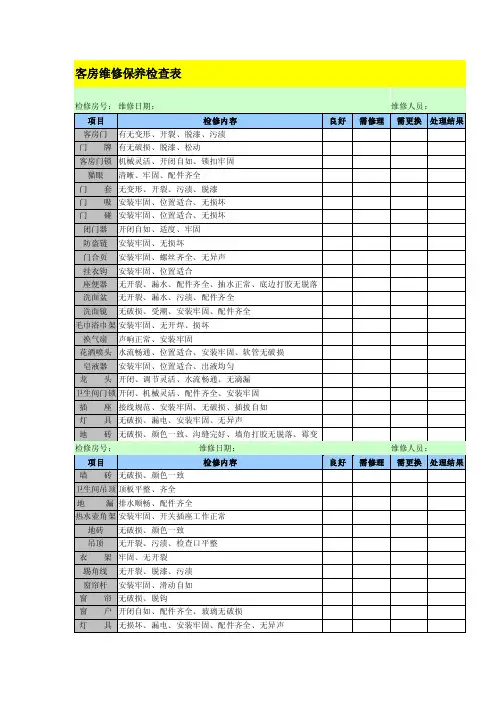 酒店工程维修保养计划[整理]