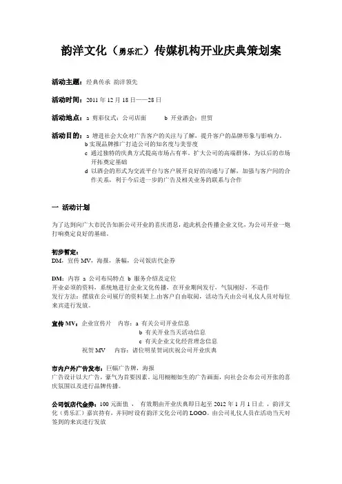 传媒开业庆典策划
