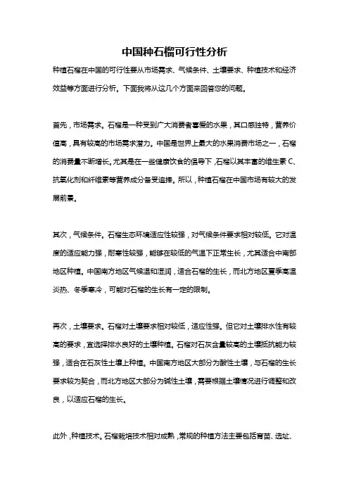中国种石榴可行性分析