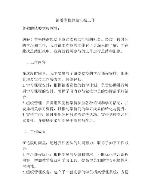 镇委党校总结汇报工作