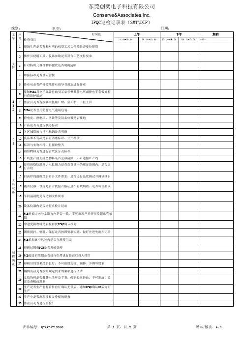 Q-QA-4-18050-A0 SMTDIPIPQC巡检记录表