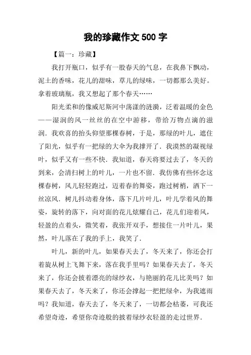 我的珍藏作文500字