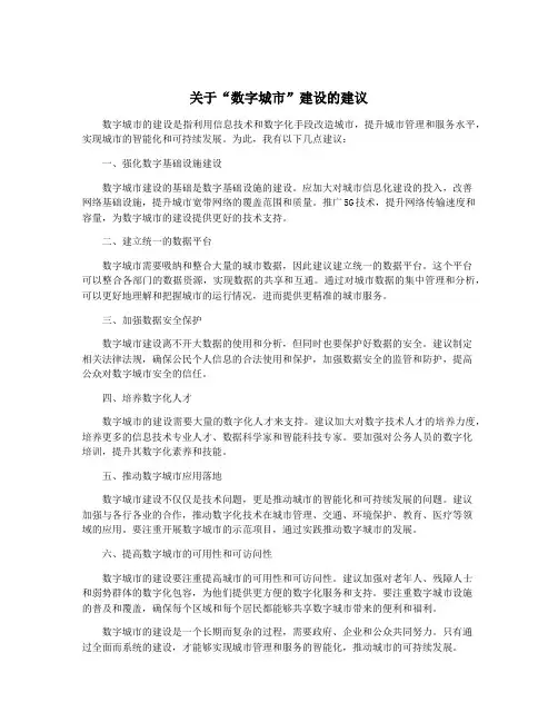 关于“数字城市”建设的建议