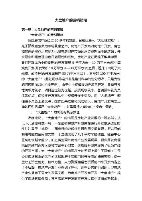 大盘地产的营销策略