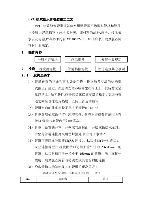 PVC建筑给水管安装施工工艺