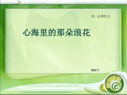 初二记事作文《心海里的那朵浪花》800字(总10页PPT)