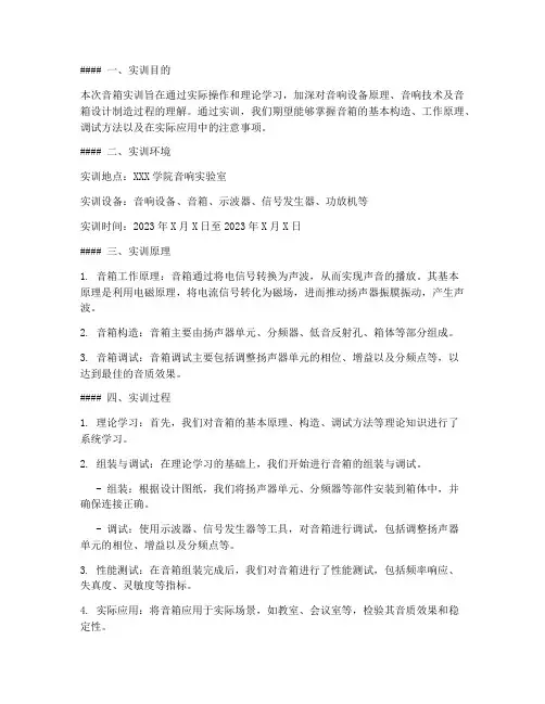 音箱_实训报告