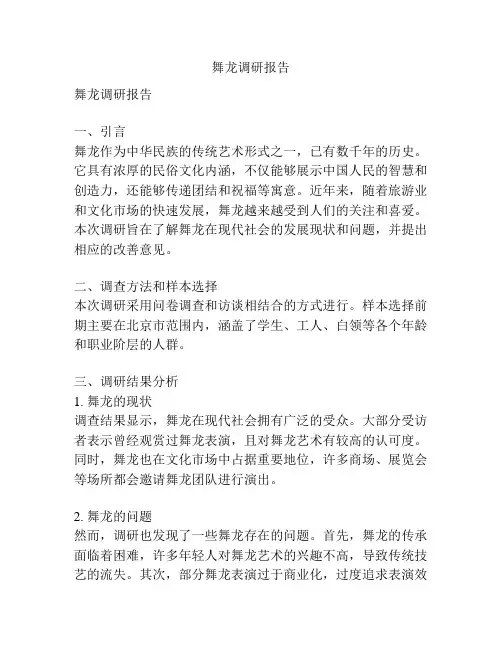 舞龙调研报告
