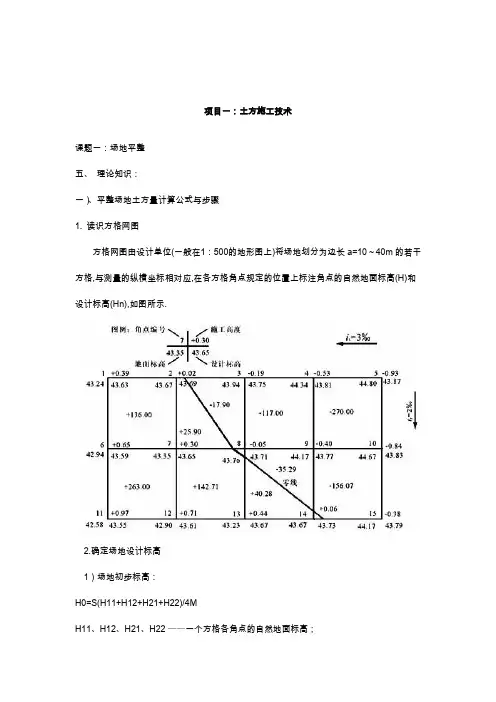 场地平整土方量计算
