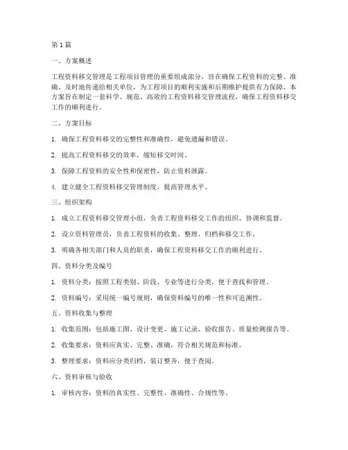 工程资料移交管理方案(3篇)