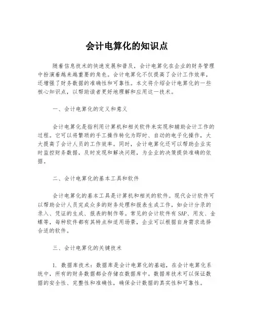 会计电算化的知识点