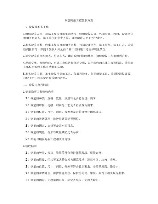 钢筋隐蔽工程验收方案