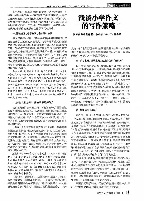 浅谈小学作文的写作策略