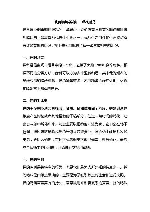 和蝉有关的一些知识