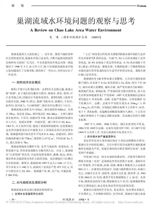 巢湖流域水环境问题的观察与思考