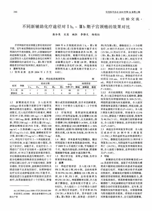 不同新辅助化疗途径对Ⅰb2～Ⅲb期子宫颈癌的效果对比