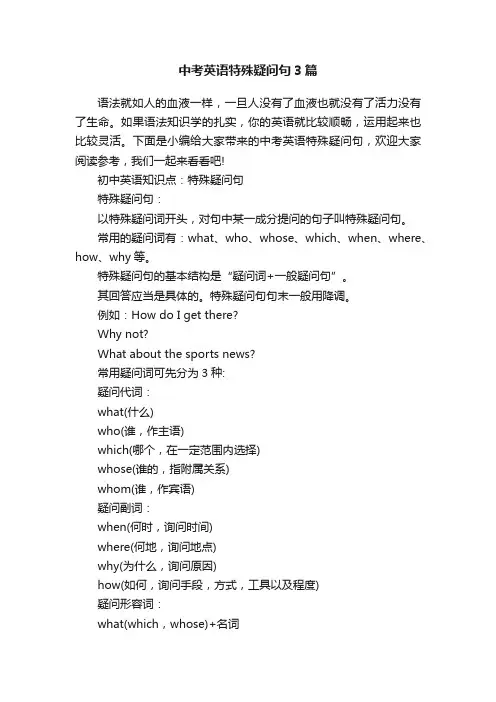 中考英语特殊疑问句3篇