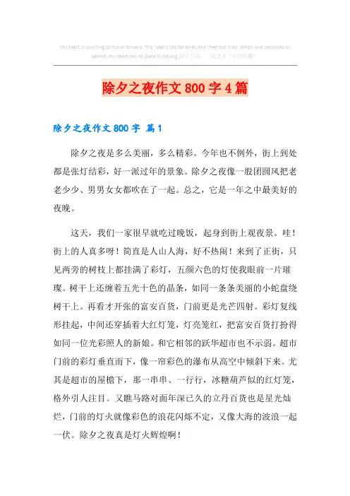 【新编】除夕之夜作文800字4篇