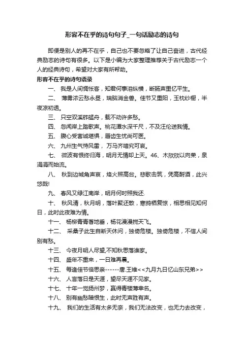 形容不在乎的诗句句子_一句话励志的诗句