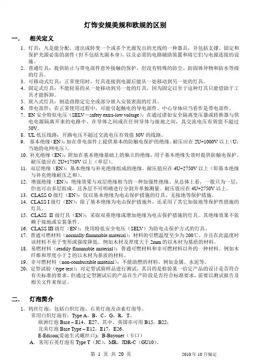 灯饰安规标准知识及美规和欧规的区别