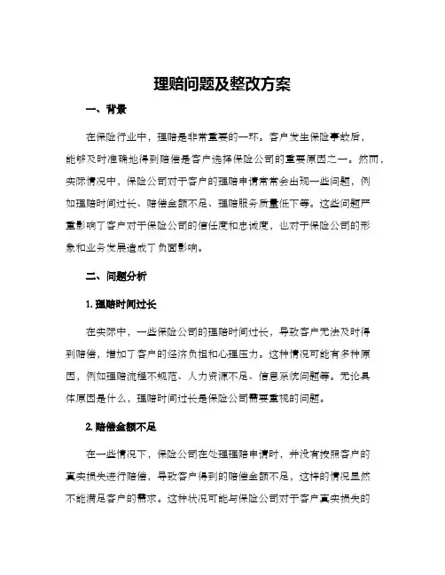 理赔问题及整改方案