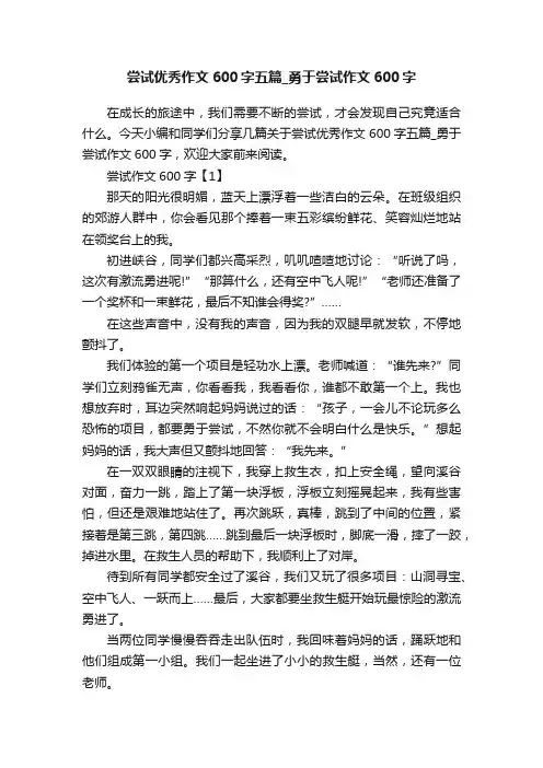 尝试优秀作文600字五篇_勇于尝试作文600字