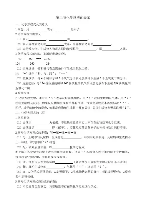 化学反应的表示