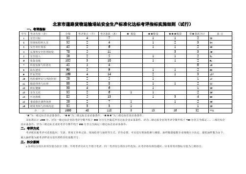 北京市道路货物运输场站安全生产标准化达标考评指标实施细则(试行)130917