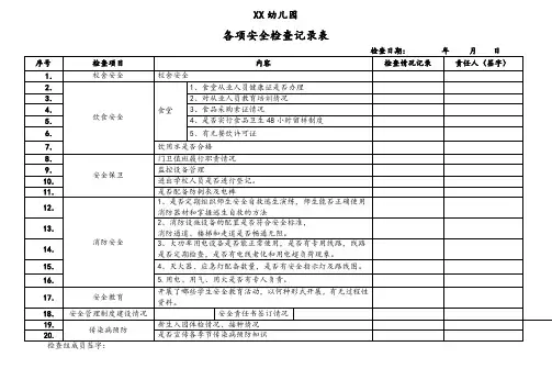 幼儿园安全自查表