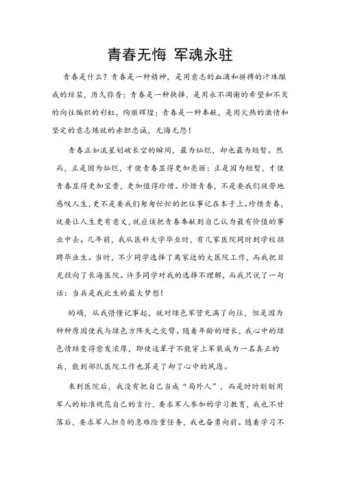 青春无悔 军魂永驻